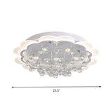 Bloom Led Ceiling Light With Crystal Ball White Acrylic Flush Mount - 22/25.5 Width