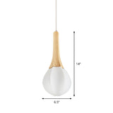 Minimalist Wood Ceiling Pendant Light With Milk White Glass Prismatic Teardrop - 1-Light Suspension