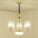 Gold Crystal Cone Pendant Light With Minimalist Design - 3/6 Bulbs Perfect For Bedroom 3 /
