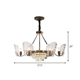 Modern Crystal Chandelier With Clear Glass And Black Suspension 4/6 Bulbs - Perfect For Kitchen