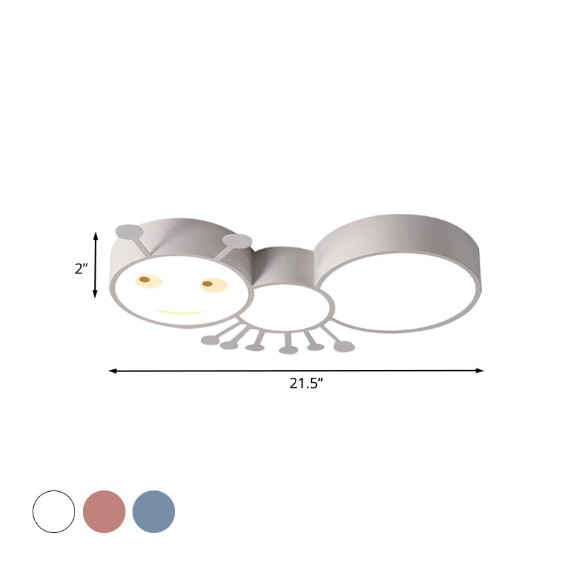 Kids Room Macaroon Themed Led Ceiling Light Fixture In White/Pink/Blue