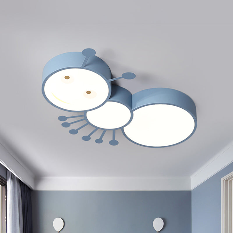 Kids Room Macaroon Themed Led Ceiling Light Fixture In White/Pink/Blue Blue