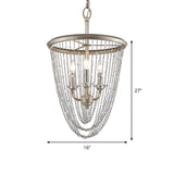 Gold Crystal Chandelier Lamp With 3 Heads - Contemporary Suspension Light