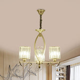Modern Gold Cylinder Crystal Chandelier - 3/6 Lights Living Room Ceiling Light 3 /