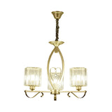 Modern Gold Cylinder Crystal Chandelier - 3/6 Lights Living Room Ceiling Light