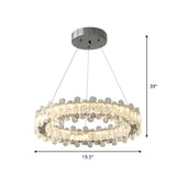 Modern Chrome Circle Pendant Chandelier - Clear K9 Crystal Led Ceiling Light
