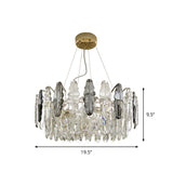 Modernist 2-Tier Suspension Chandelier Light - 6 Heads Clear And Smoke Gray Crystal