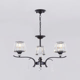 Modern Crystal Cone Chandelier: 3/6-Bulb Suspended Ceiling Lamp In Black Perfect For Bedrooms