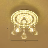 Clear Crystal Led Flush Mount Ceiling Lamp For Hallways