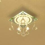 Minimalist Led Flush Mount Crystal Square Ceiling Light For Corridors