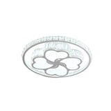 Modern K9 Crystal White Flushmount Ceiling Light With Halo Led And Heart Pattern Design