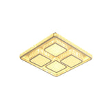 Modern White Faceted Crystal Square Led Ceiling Light For Bedroom