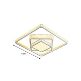 Modern Led Crystal Ceiling Light: Square Flush Mount Fixture In White For Bedroom