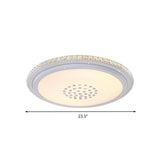 Modern Led Crystal Flush Mount Ceiling Light In White For Living Room