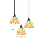 Tiffany-Style Bell Shaped Mosaic Tile Shell Drop Lamp - 3 Bulb Bronze Pendant Light With Rounded
