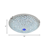 Mediterranean Clear Crackle Glass Flushmount Lighting Checkered Basket Design 2/3-Head 12/16 Width