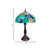 Stained Glass Coffee Nightstand Lamp In Bowl Shape - Victorian Leaf And Petal Design