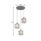 Minimalist Chrome Cluster Pendant With Crystal Beveled Ceiling Suspension Light