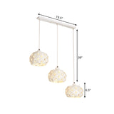 Modernist Iron Drum Down Lighting Pendant Lamp With Crystal Accents - 3 Lights White Finish