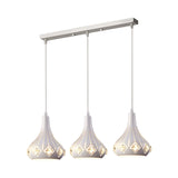 Laser-Cut Urn Pendant: Modern Iron 3-Light Dining Room Lamp In White