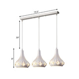 Laser-Cut Urn Pendant: Modern Iron 3-Light Dining Room Lamp In White