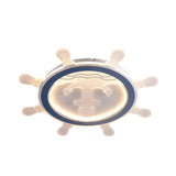 Blue Anchor Mediterranean Flush Mount Led Ceiling Light For Living Room