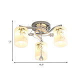 Frosted Glass Semi-Flush Ceiling Light With Chrome Finish - 3 Lights Minimal Cylindrical Design For