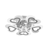 Modern Loving Heart Led Flush Ceiling Light In White With Crystal Ball Decor - Perfect For Bedroom