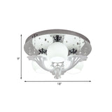Modern Chrome Flush Mount Fixture With Frosted Glass Shade - Set Of 3 Bedroom Bulbs