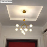 9-Head Chandelier Tree Branch Suspension Light With Dual Ball Glass Shade - Simplicity Collection