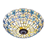 Blue Mediterranean Flush Light With 3/4 Shell Heads - 16/21 Width