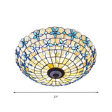 Blue Mediterranean Flush Light With 3/4 Shell Heads - 16/21 Width