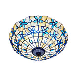Blue Mediterranean Flush Light With 3/4 Shell Heads - 16/21 Width