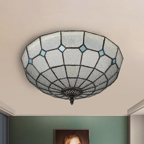 Baroque 3-Head Cut Glass Clear/Textured White Flushmount Ceiling Light