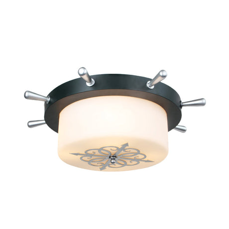 Opal Glass Drum Flush Mount Fixture - 3 Bulbs White/Light Blue/Blackish Green