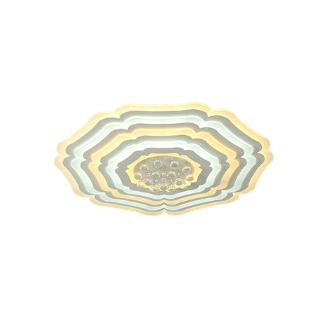 Modern Super Thin Flower Led Ceiling Light With Crystal Drop