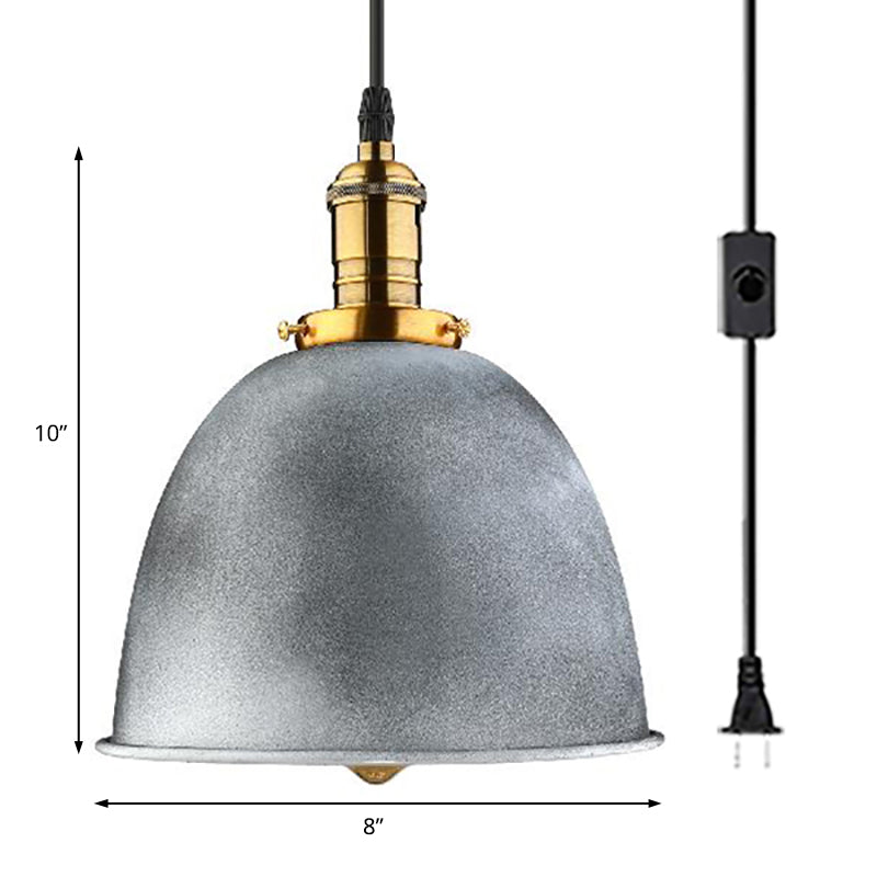 Sleek Aged Silver Bell Shade Hanging Light - Industrial Style Iron Ideal For Dining Room Fixture 1