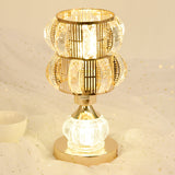 Mid-Century Crystal Gold Gourd Table Lamp - Single-Bulb Nightstand Light