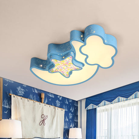 Nordic Led Flush Ceiling Light With Acrylic Starry Sky Design - Ideal For Childs Bedroom