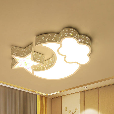 Nordic Led Flush Ceiling Light With Acrylic Starry Sky Design - Ideal For Childs Bedroom