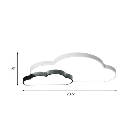 Nordic Cloud Led Flush Mount In Black And White - White/Warm Lighting