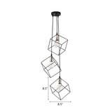 Industrial Black Square Suspension Pendant Light With 3 Metal Lights For Foyer