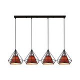 Industrial Wire Cage Pendant Light With Diamond Shade - 5 Lights Brown/Multi Colored Metal And