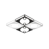Contemporary Square Ceiling Mounted Light With Oval Pattern 19.5/23.5 W Led Flush Mount Lamp
