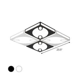 Contemporary Square Ceiling Mounted Light With Oval Pattern 19.5/23.5 W Led Flush Mount Lamp