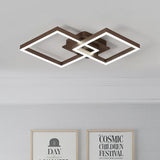 Symmetrical Rhombus Brown Flush Light Led Ceiling Mount In Warm/White