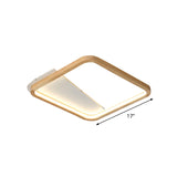 Simple Wooden Rectangular Led Flush Mount Ceiling Light - 13/17/21 Wide