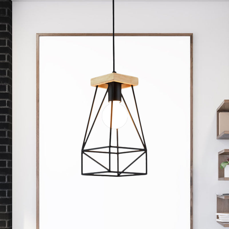 Modern Nordic Metal Cage Shade Pendant Light - Black/Blue Black