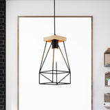 Modern Nordic Metal Cage Shade Pendant Light - Black/Blue Black