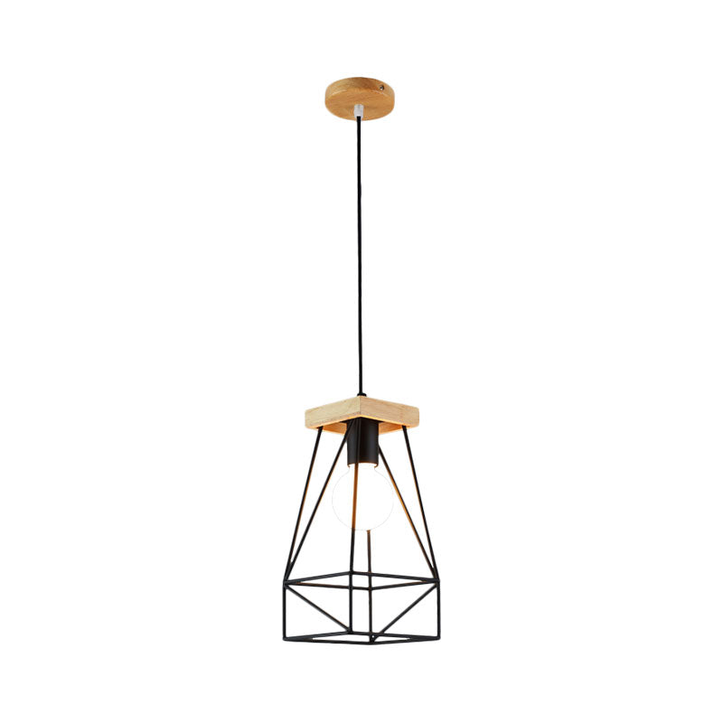 Modern Nordic Metal Cage Shade Pendant Light - Black/Blue